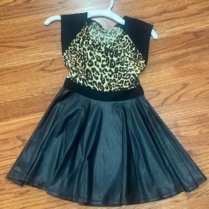 Flowers by Zoe leopard faux black leather dress, size 6